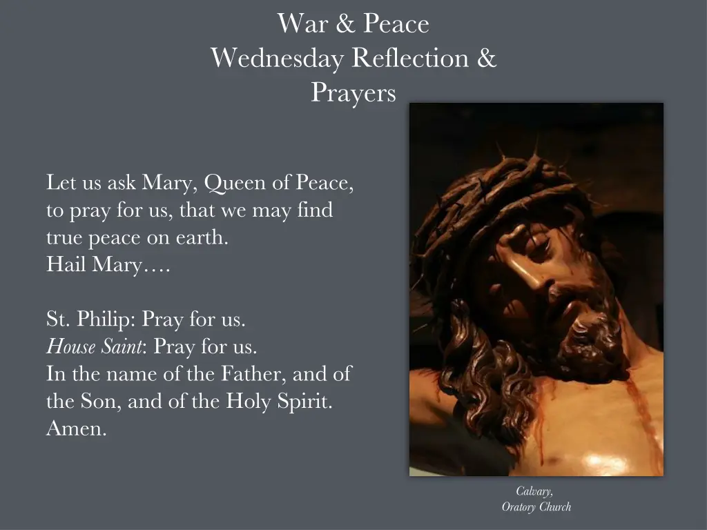 war peace wednesday reflection prayers