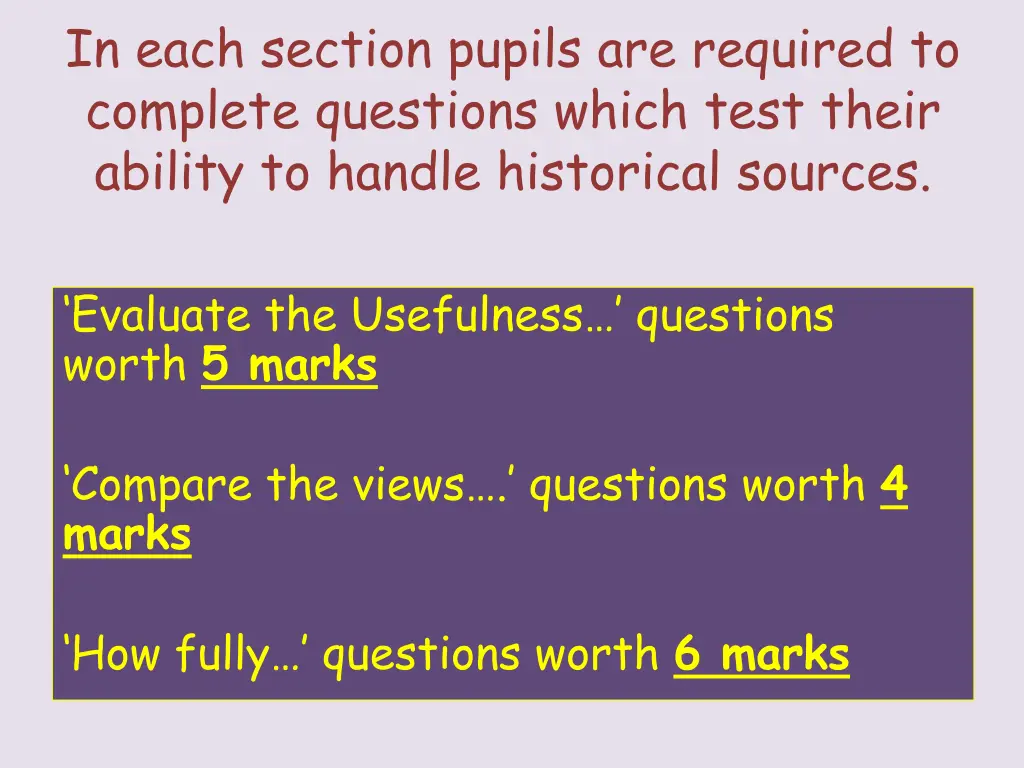 in each section pupils are required to complete 2