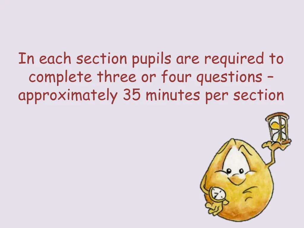 in each section pupils are required to complete