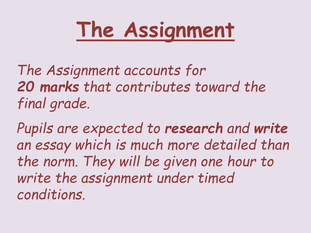 the assignment