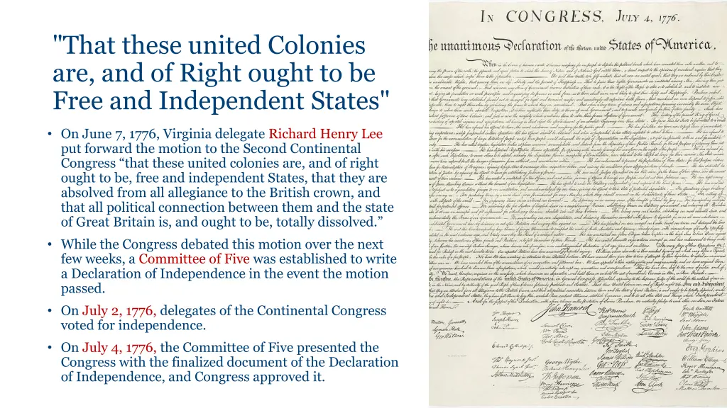 that these united colonies are and of right ought