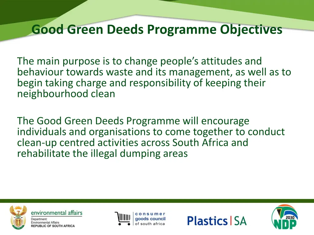 good green deeds programme objectives 1