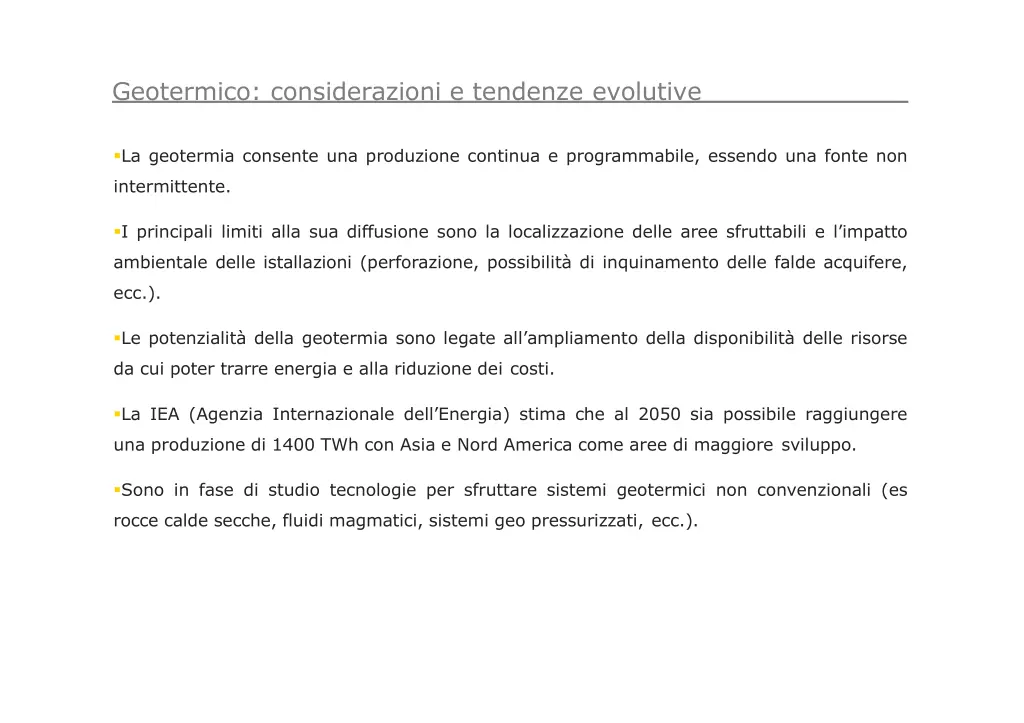 geotermico considerazioni e tendenze evolutive