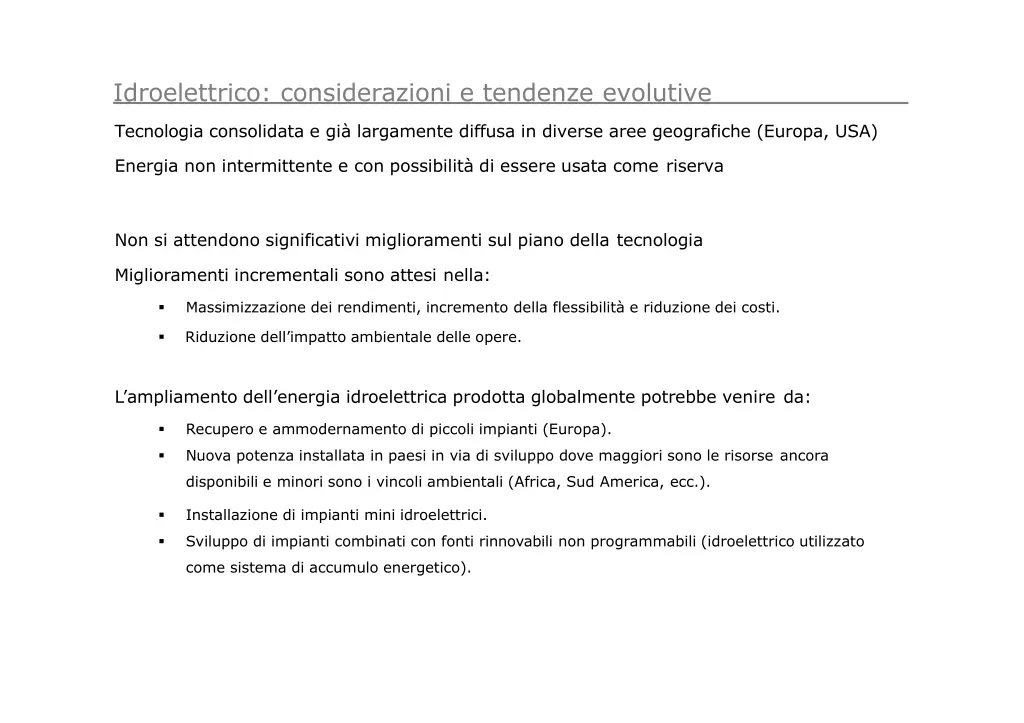 idroelettrico considerazioni e tendenze evolutive