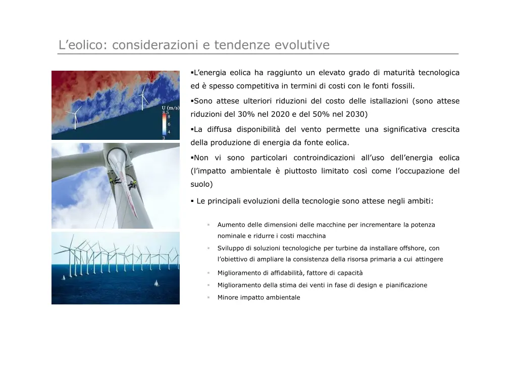 l eolico considerazioni e tendenze evolutive