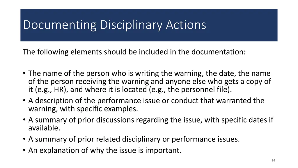 documenting disciplinary actions