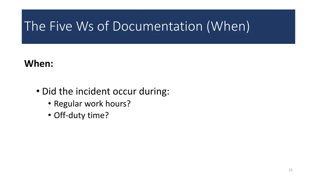 the five ws of documentation when