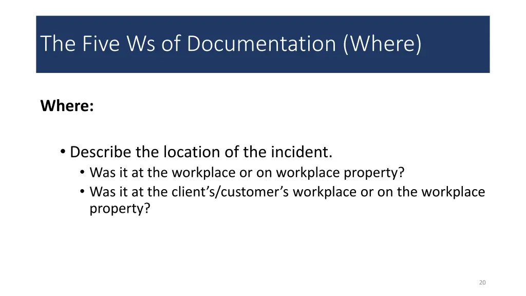 the five ws of documentation where