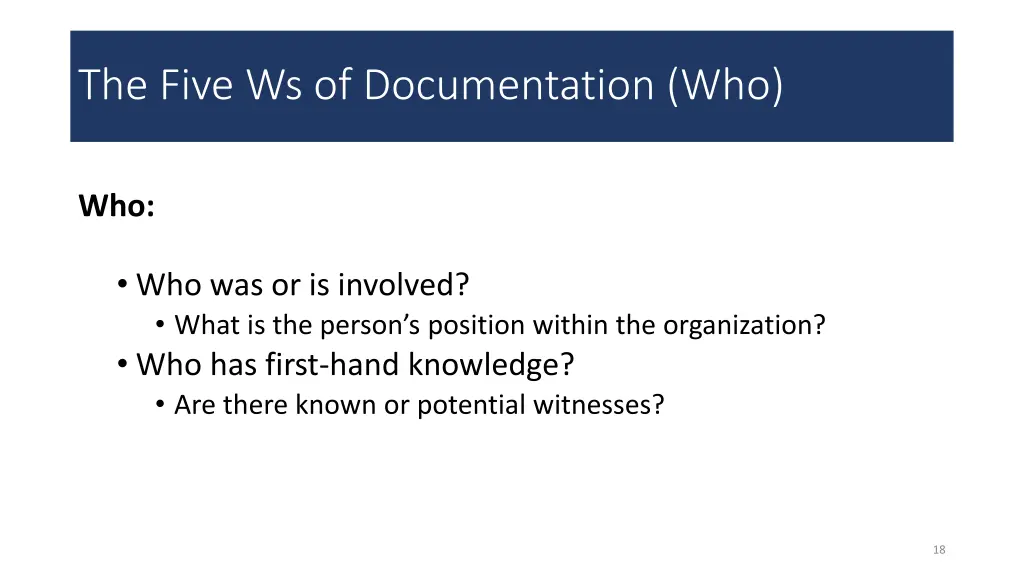 the five ws of documentation who