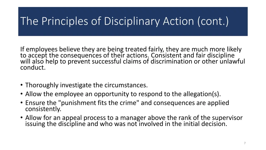 the principles of disciplinary action cont 1