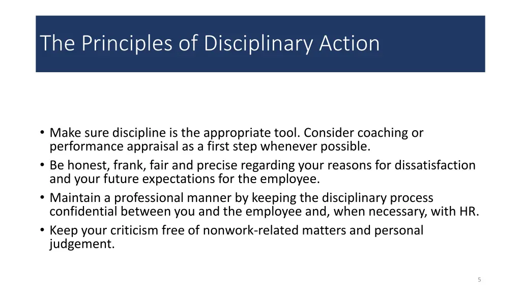 the principles of disciplinary action