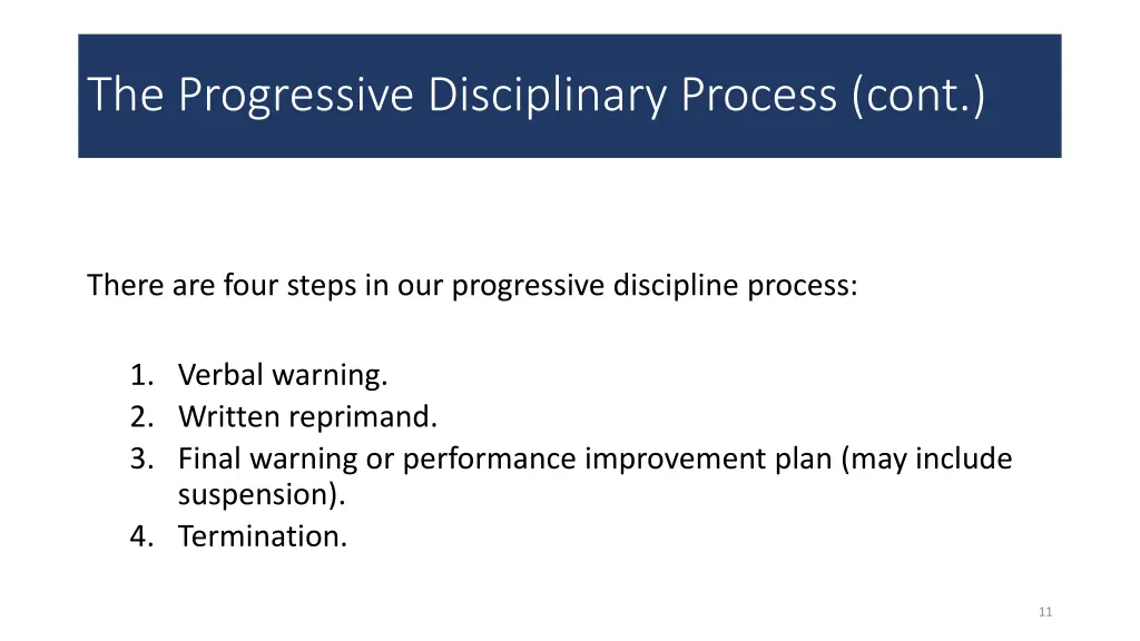 the progressive disciplinary process cont