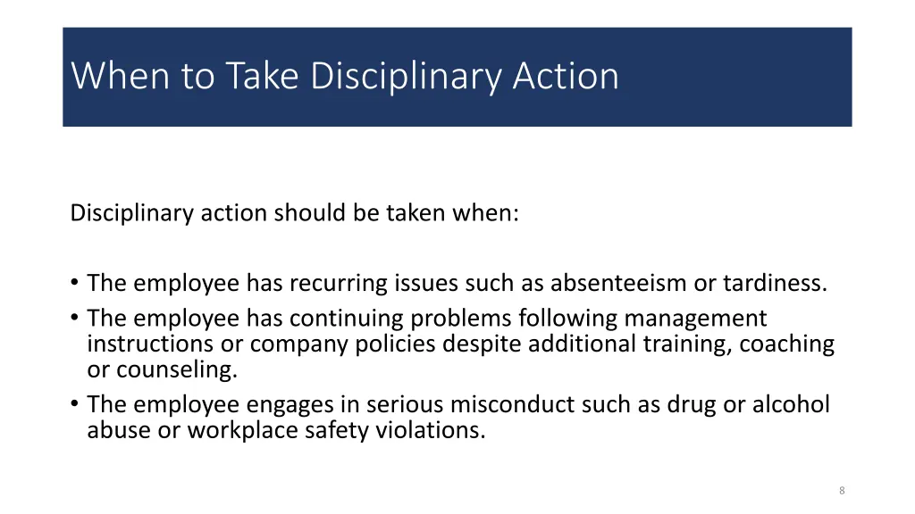 when to take disciplinary action