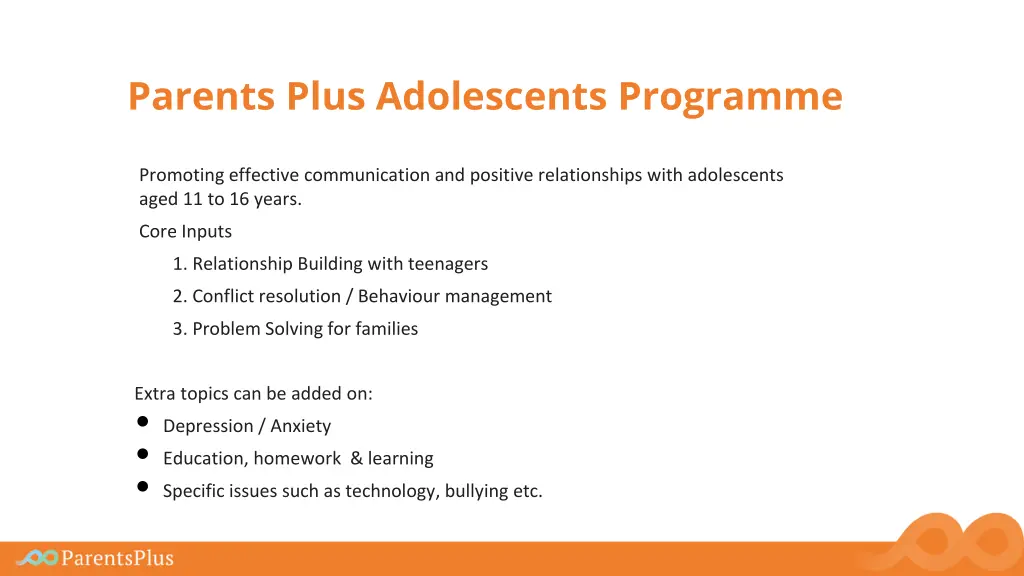 parents plus adolescents programme parents plus