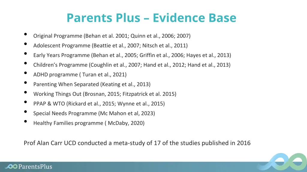 parents plus evidence base 1