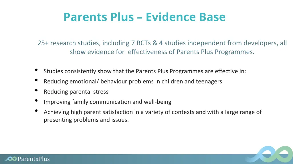 parents plus evidence base