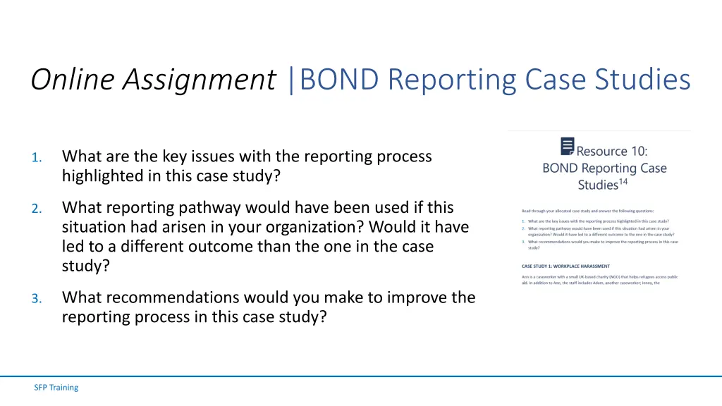 online assignment bond reporting case studies