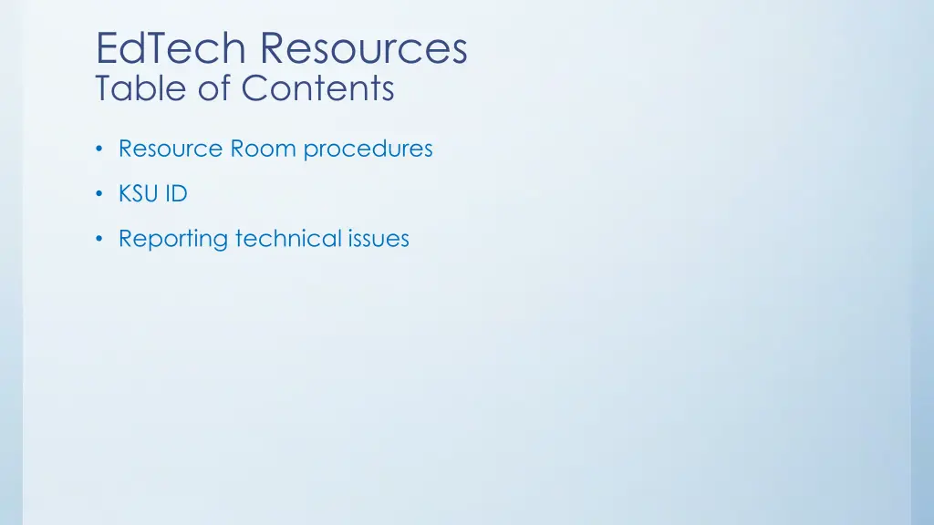 edtech resources table of contents