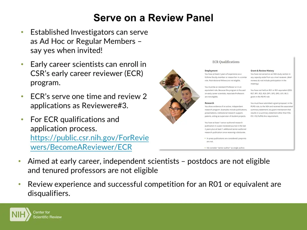 serve on a review panel