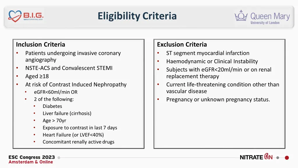 eligibility criteria