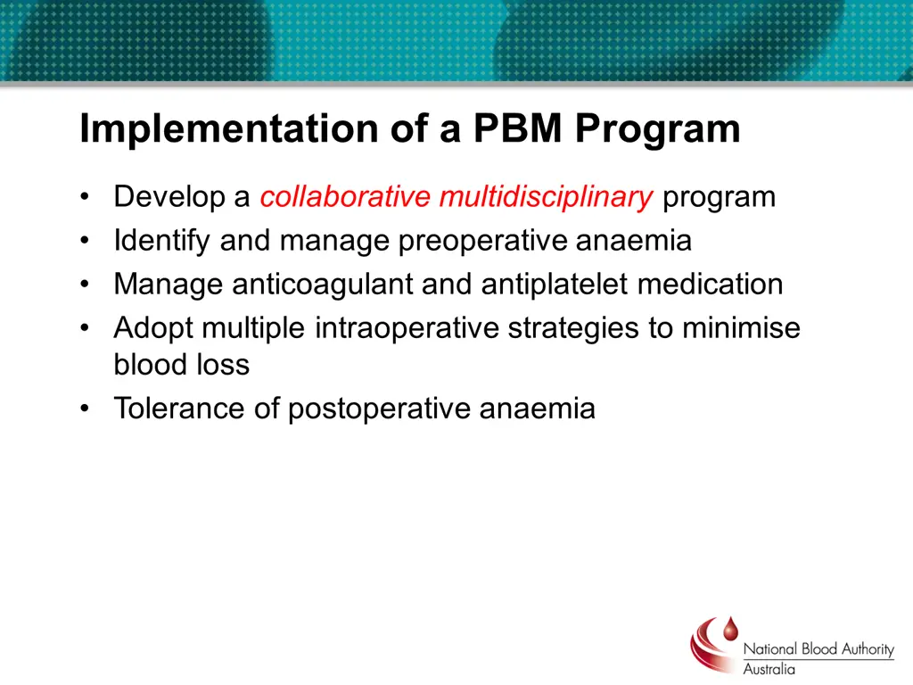 implementation of a pbm program