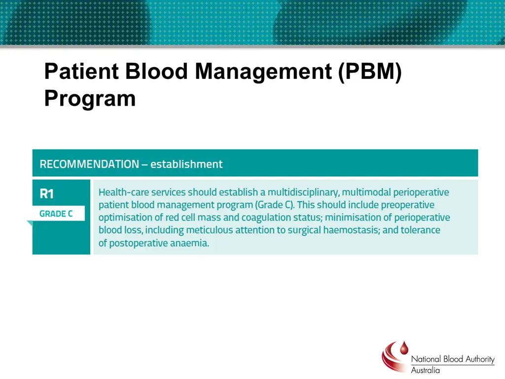 patient blood management pbm program