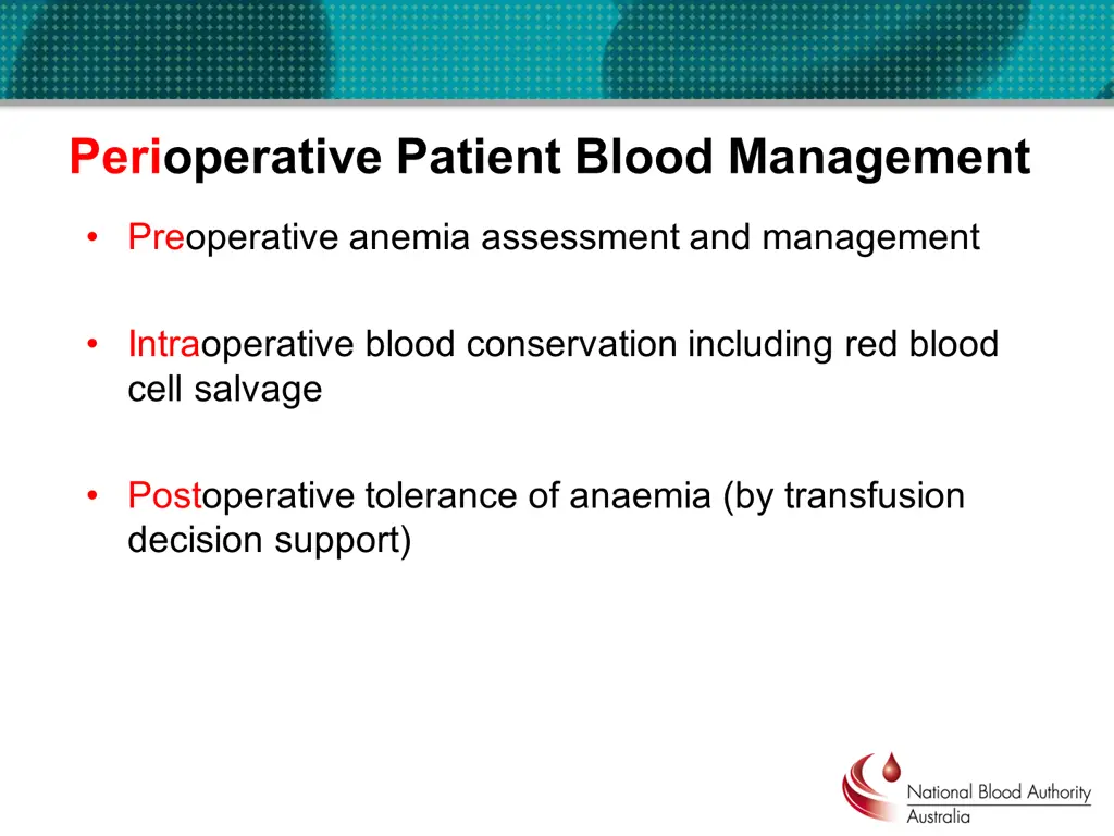 perioperative patient blood management