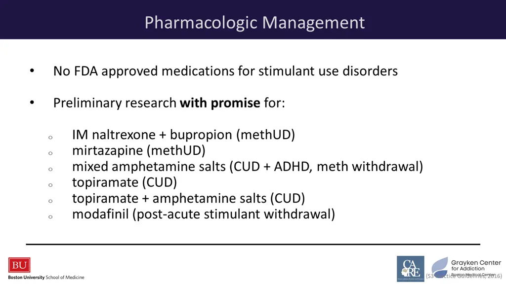 pharmacologic management