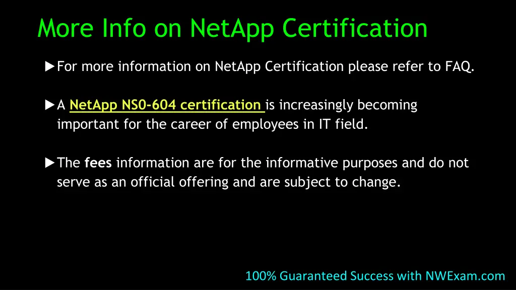 more info on netapp certification