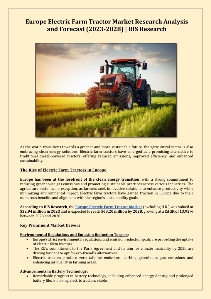 europe electric farm tractor market research