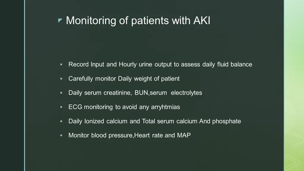 monitoring of patients with aki