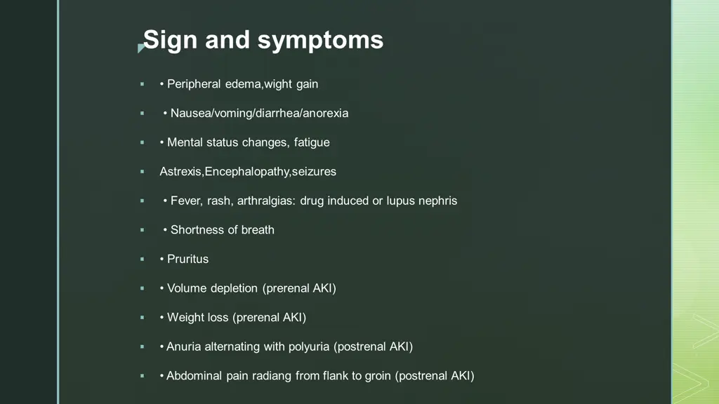 sign and symptoms