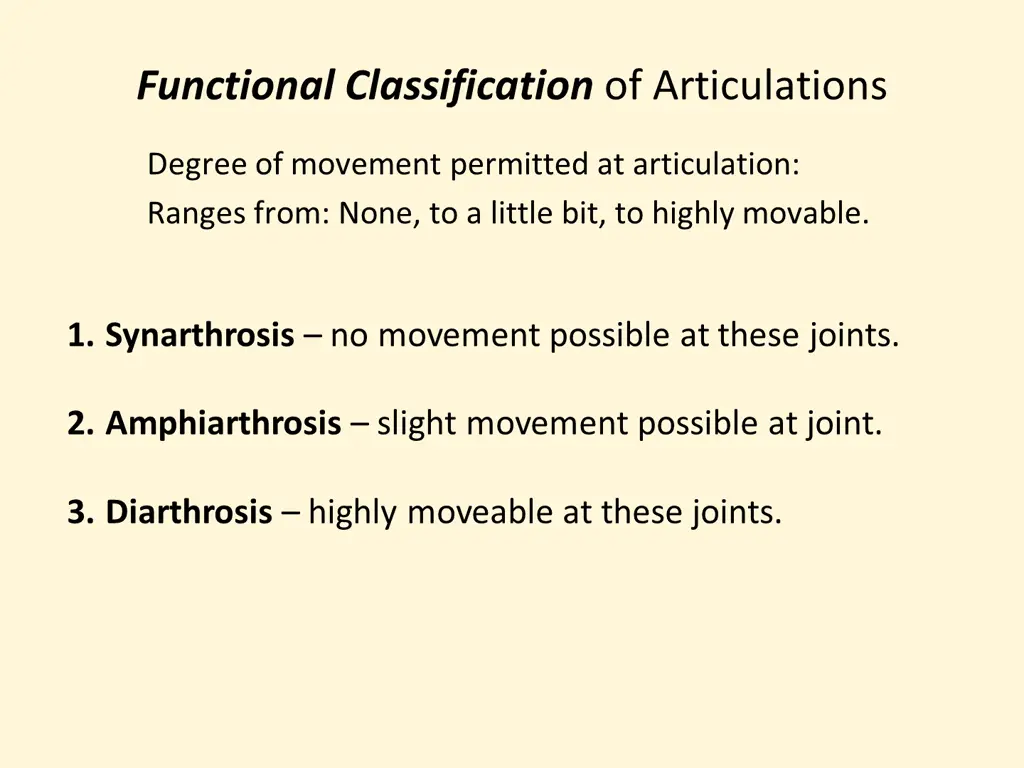 functional classification of articulations
