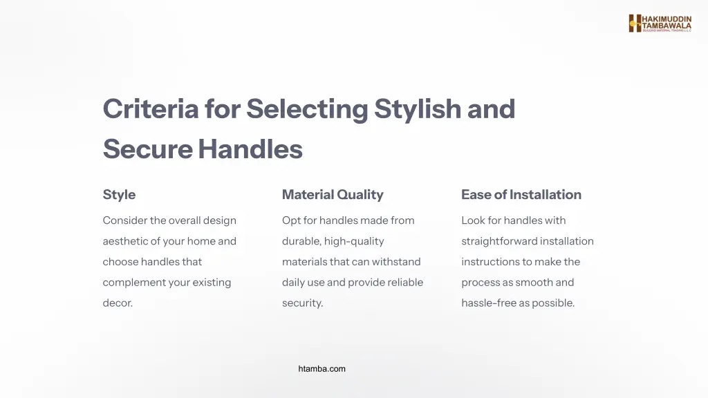 criteria for selecting stylish and secure handles