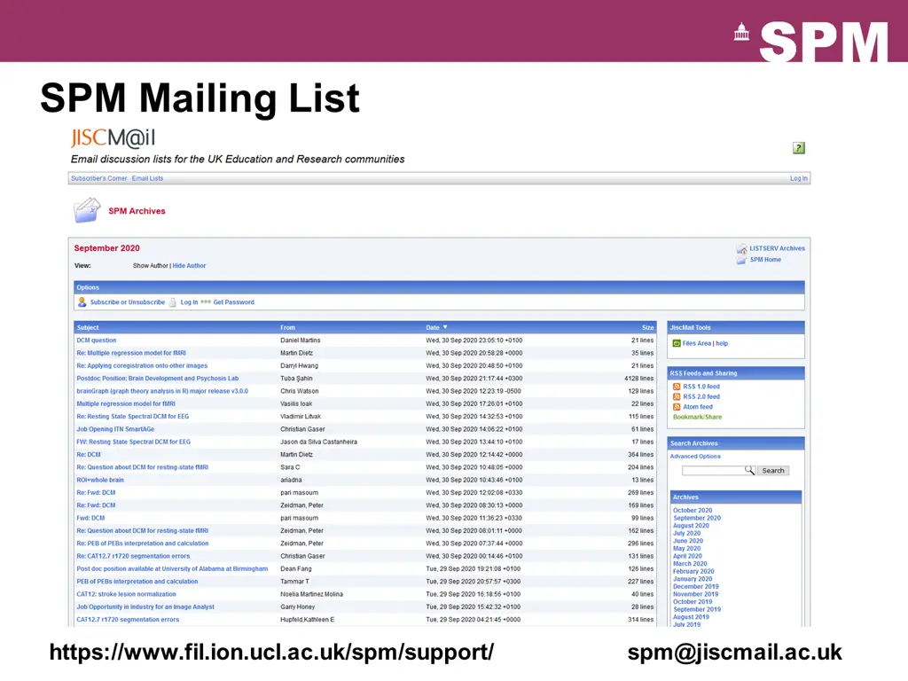 spm mailing list