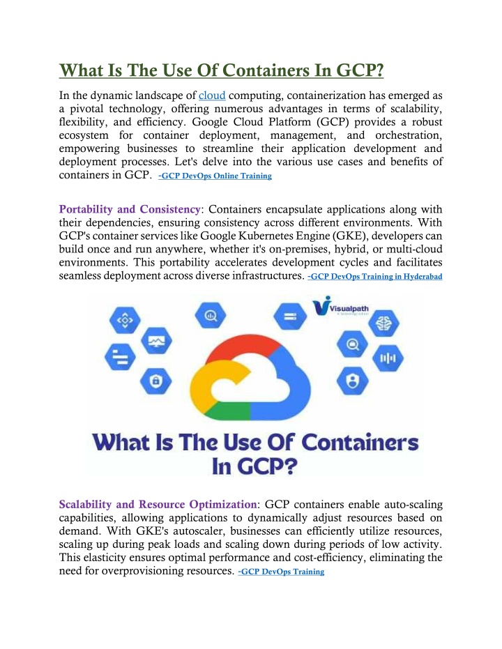 what is the use of containers in gcp