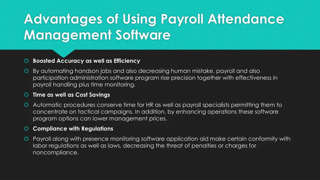 advantages of using payroll attendance management