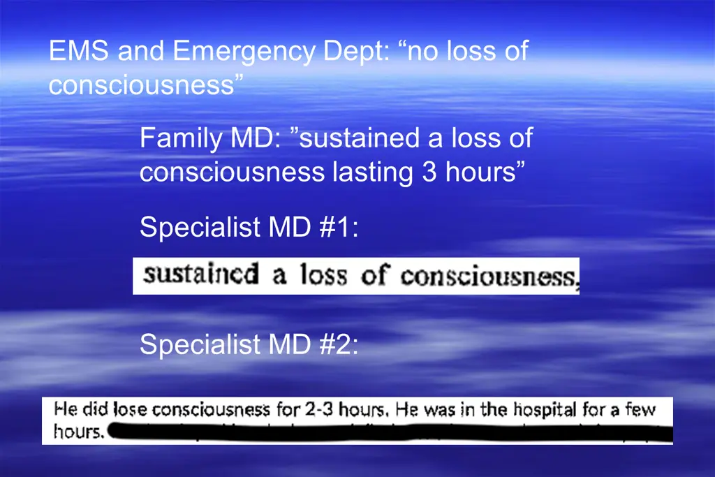 ems and emergency dept no loss of consciousness