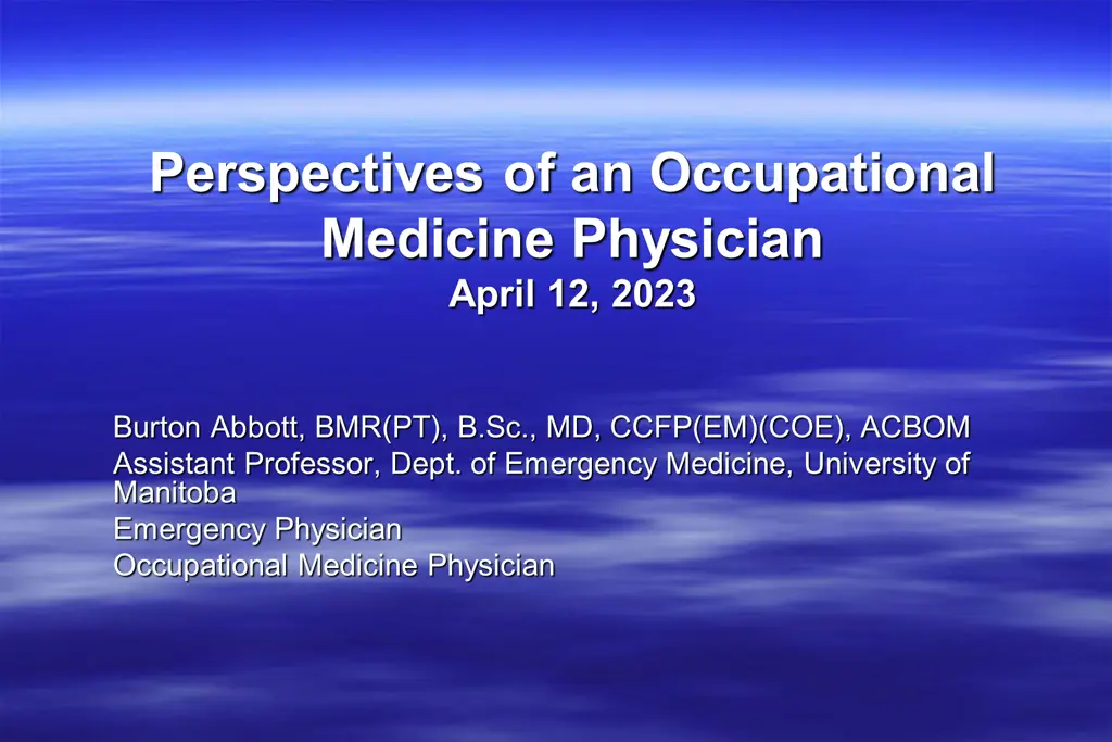 perspectives of an occupational medicine