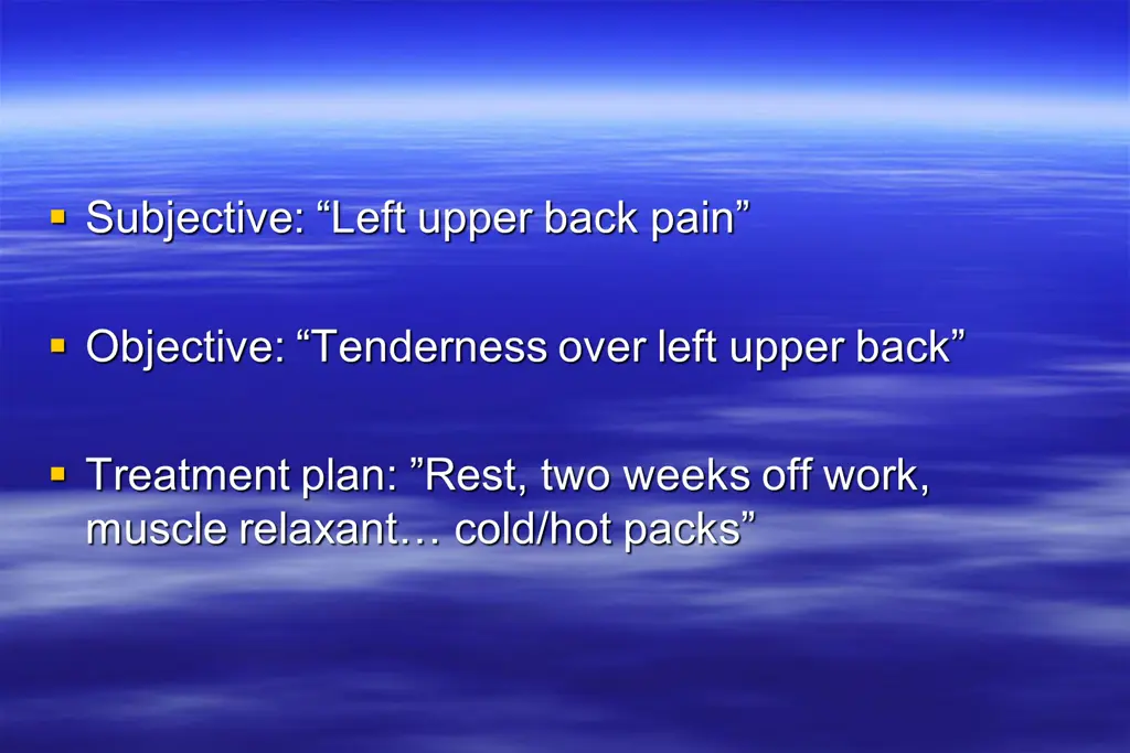 subjective left upper back pain