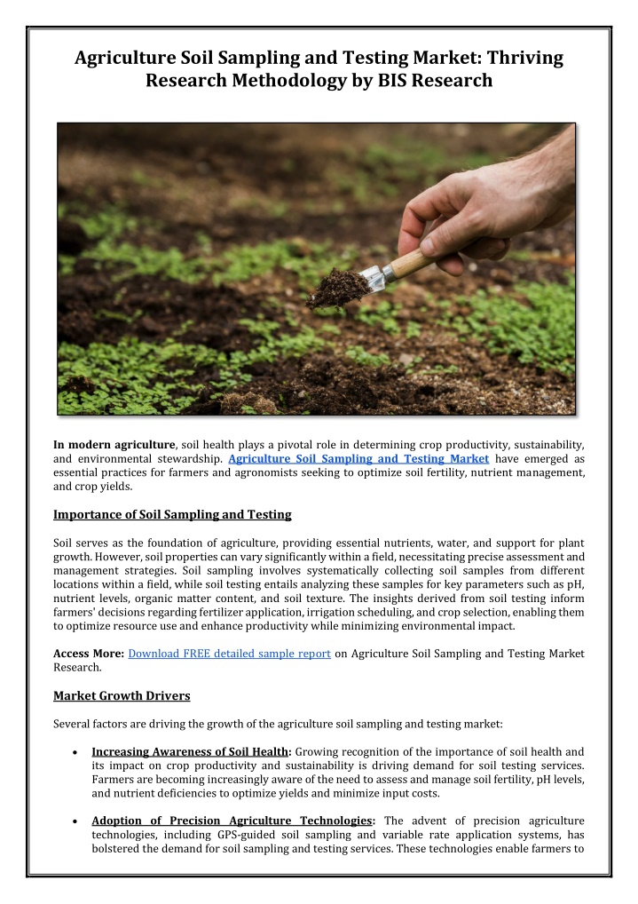 agriculture soil sampling and testing market