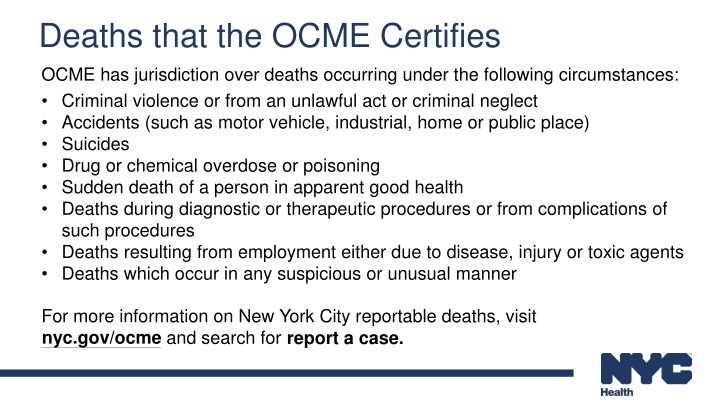 deaths that the ocme certifies