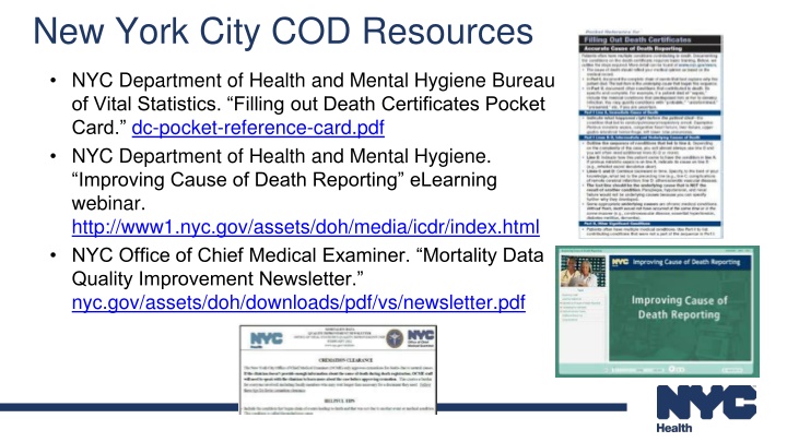 new york city cod resources