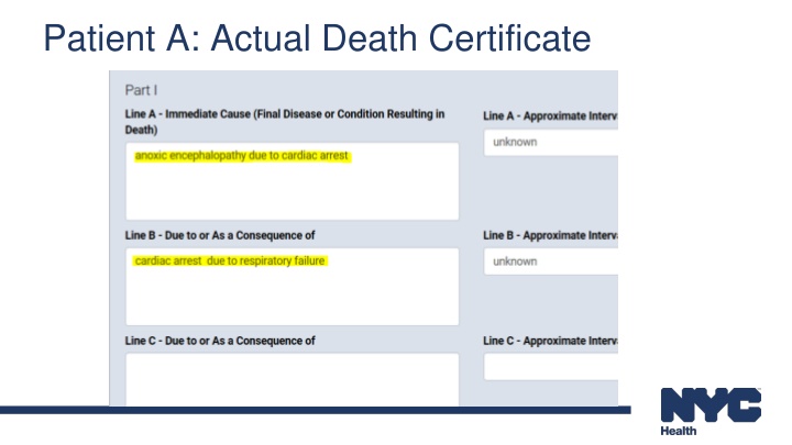 patient a actual death certificate