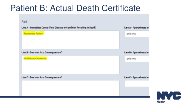 patient b actual death certificate
