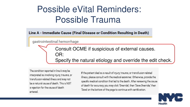 possible evital reminders possible trauma