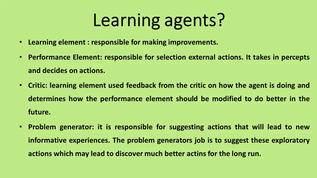 learning agents learning agents