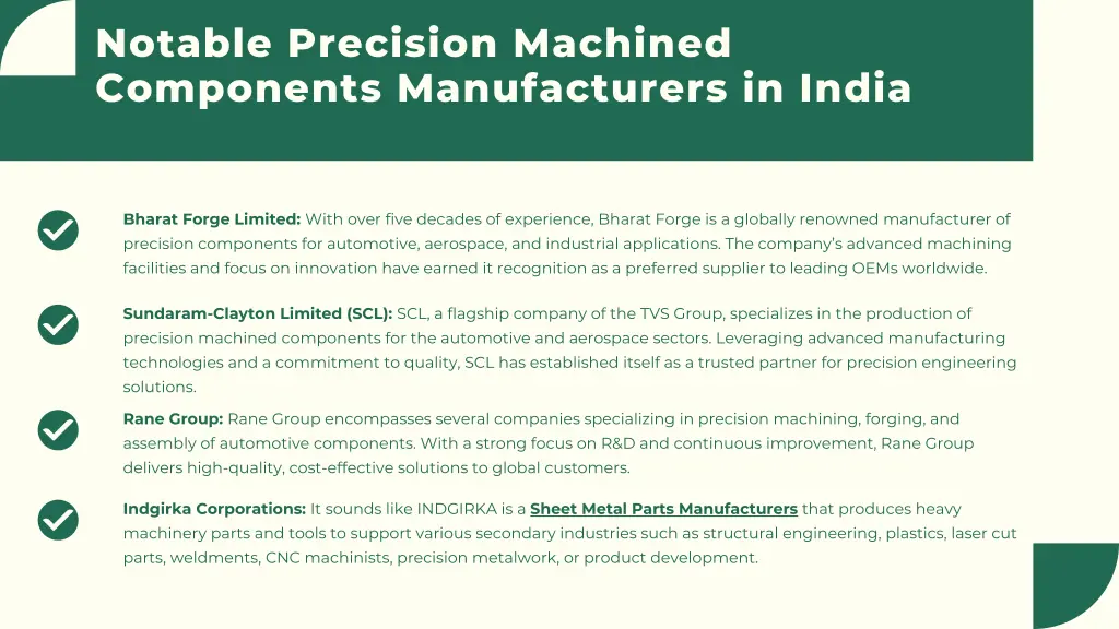 notable precision machined components