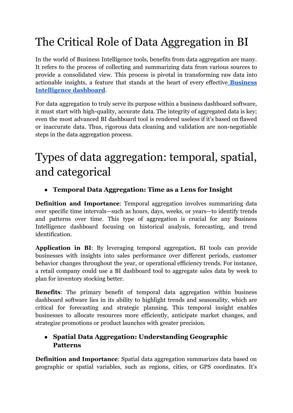 the critical role of data aggregation in bi