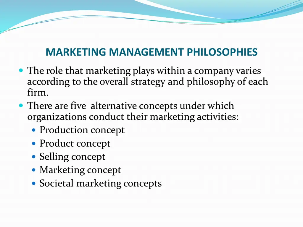 marketing management philosophies